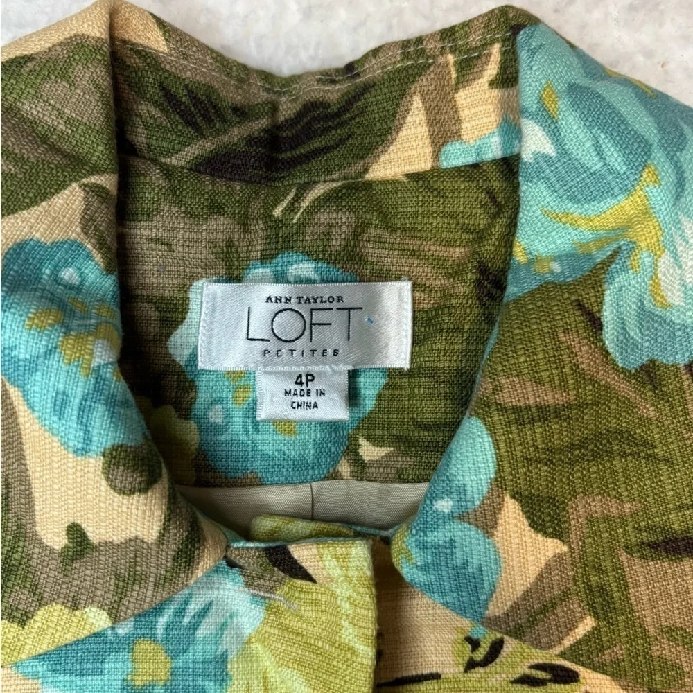 Ann Taylor Loft Women Petite Tropical Floral Print Blazer Jacket - Picture 6 of 11